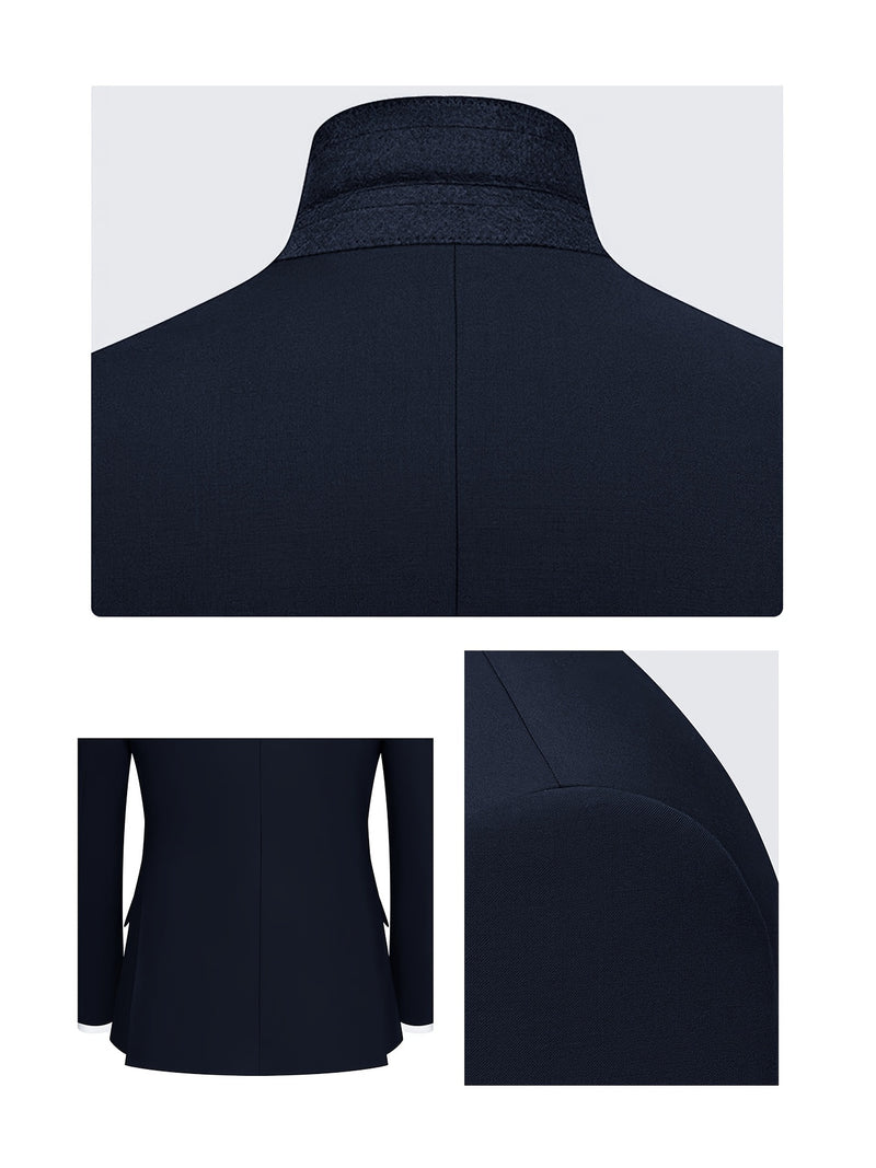 Men'S Single-Breasted Double-Button Business Suit with Notch Lape.