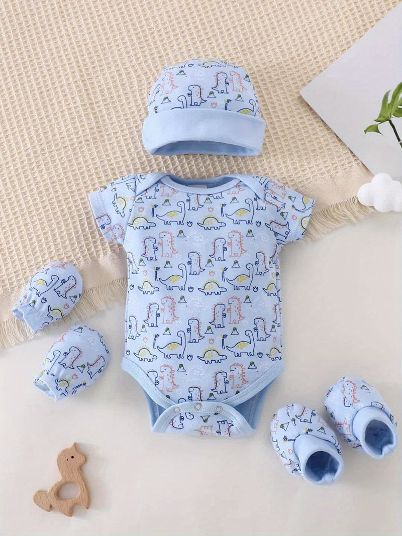 Summer Children's Triangle Romper Cute Dinosaur Pattern 0-3m Baby Onesie.