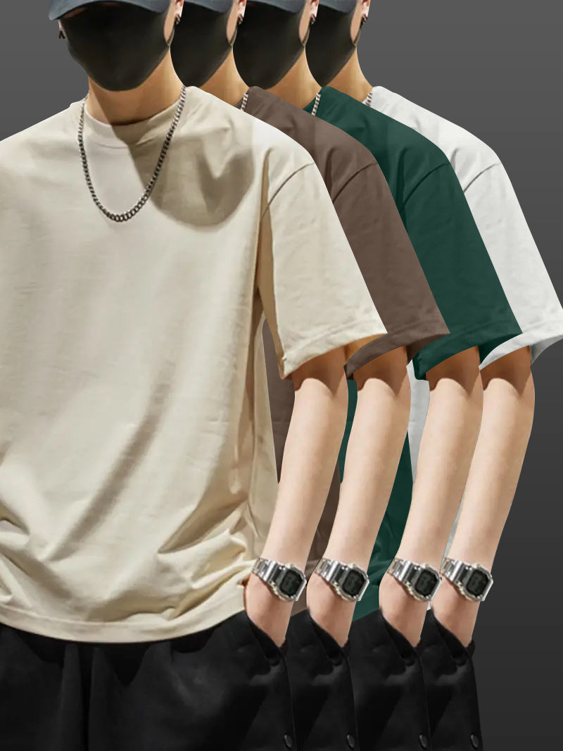 4pcs Heavyweight Cotton T-Shirts, Short Sleeve for Men and Women.