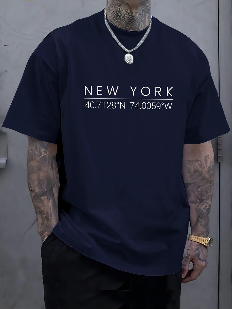 Plus Size Men's Summer Short-Sleeve Graphic Print T-Shirt.