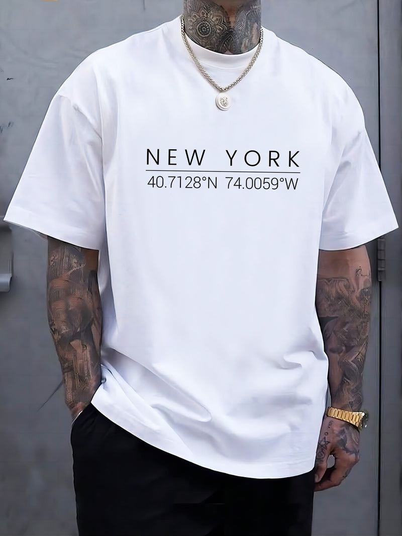 Plus Size Men's Summer Short-Sleeve Graphic Print T-Shirt.