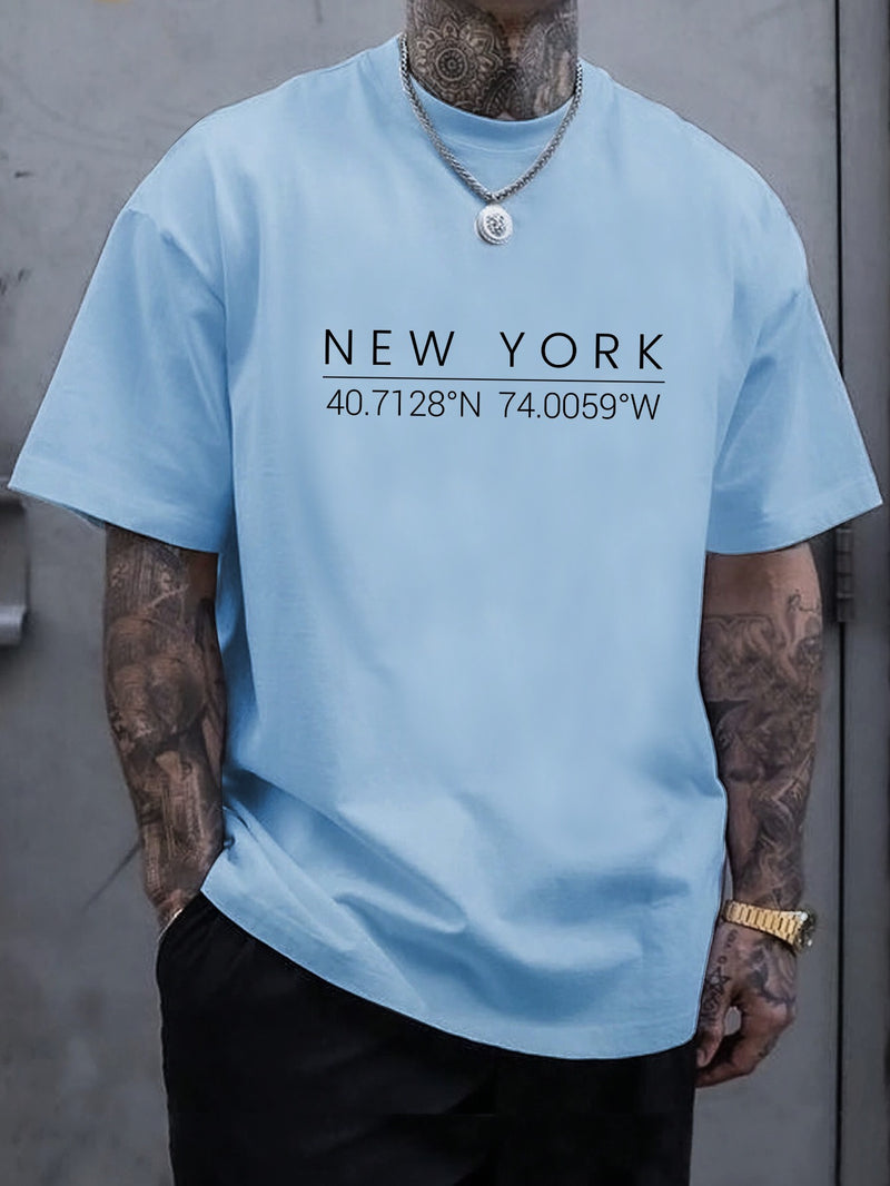 Plus Size Men's Summer Short-Sleeve Graphic Print T-Shirt.