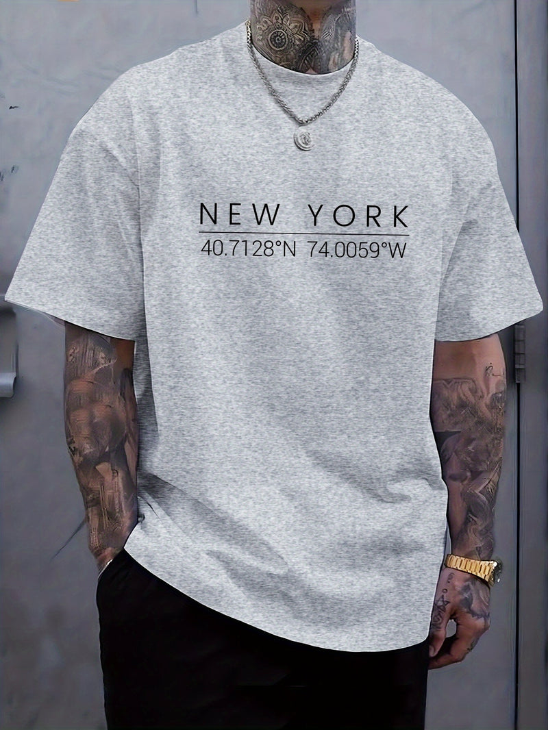 Plus Size Men's Summer Short-Sleeve Graphic Print T-Shirt.
