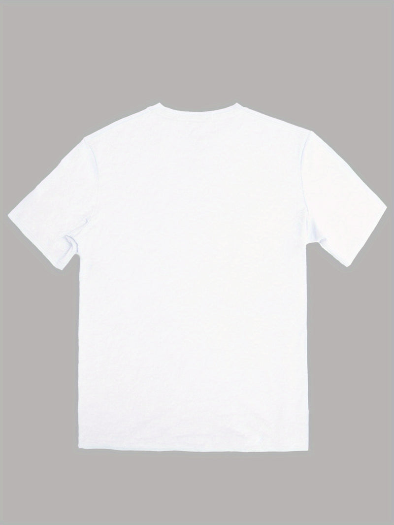 Men's Round Crew Neck Short Sleeve Tee, Casual T-Shirt.