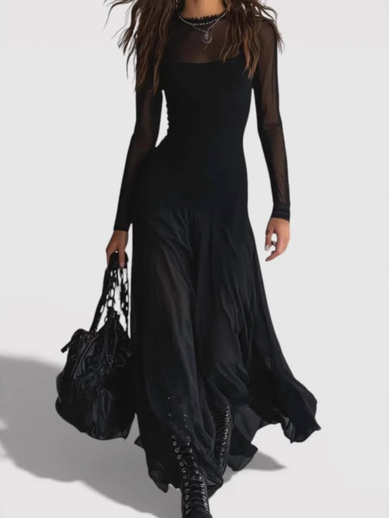 Women’s Elegant Chiffon Dress | Long, High-End Mesh.