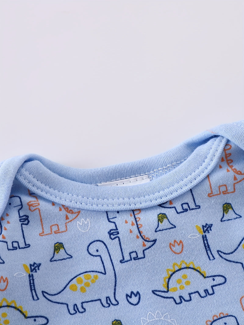 Summer Children's Triangle Romper Cute Dinosaur Pattern 0-3m Baby Onesie.