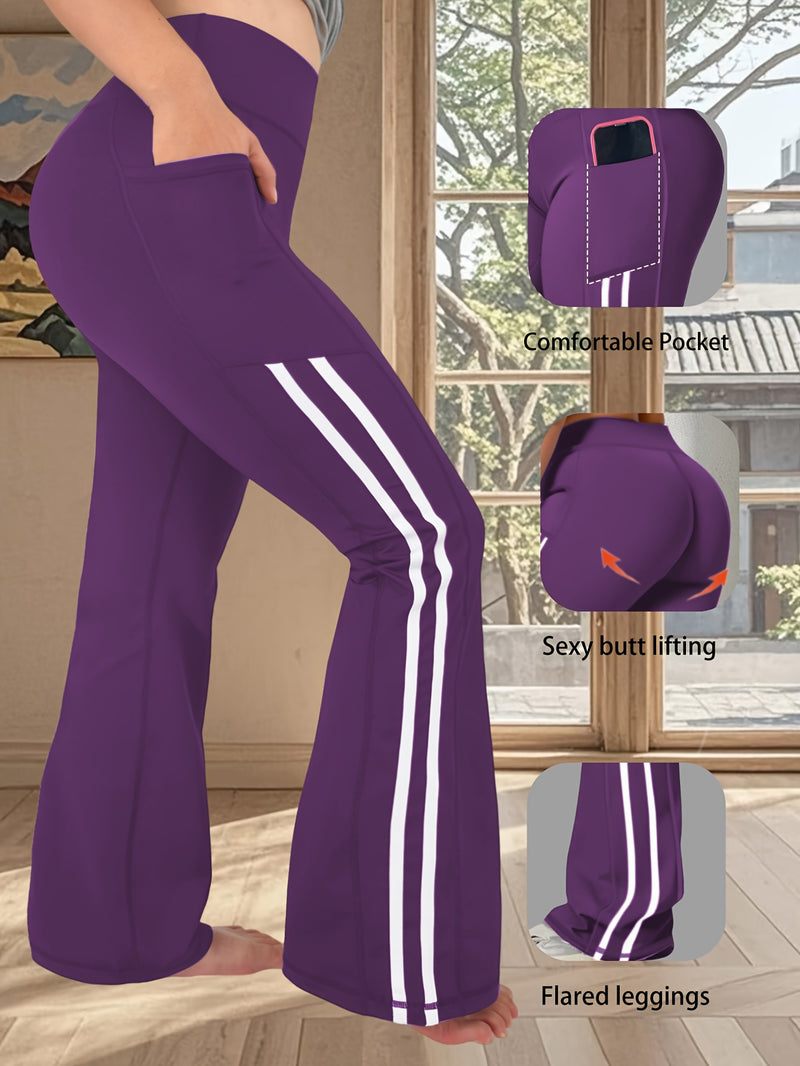 Plus-Size Women's Side Stripe Pocket Flared Pants.