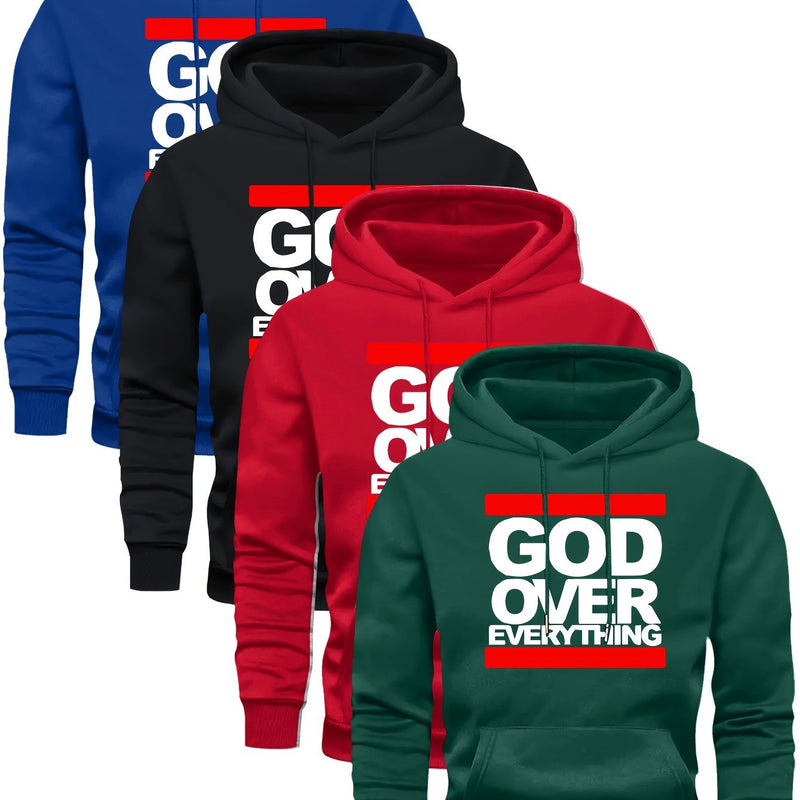 4 Counts Hooded Sweatshirt Fleece Men's Casual Versatile Fashion.