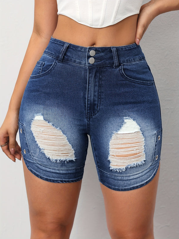 Women'S Ripped Denim Shorts.