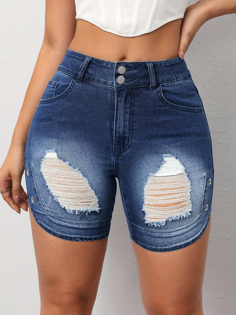 Women'S Ripped Denim Shorts.