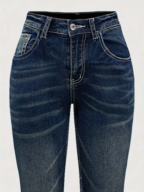 Women's Fashion Trendy Stretch Comfortable Washed Denim Jeans.