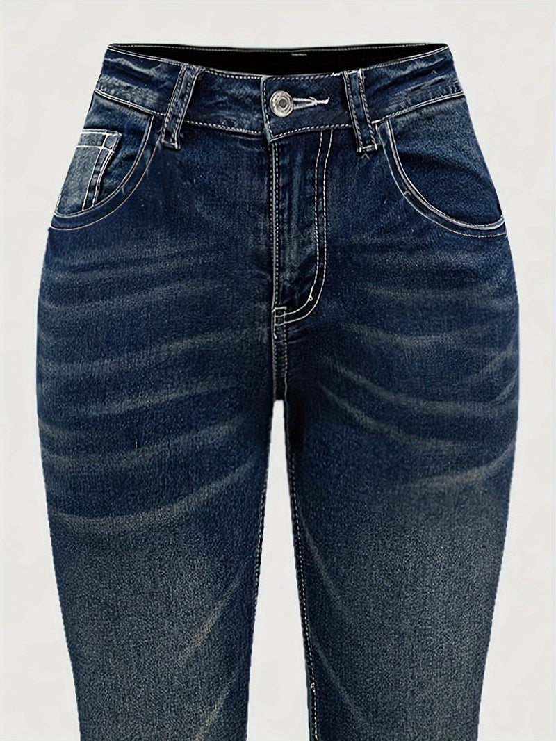Women's Fashion Trendy Stretch Comfortable Washed Denim Jeans.