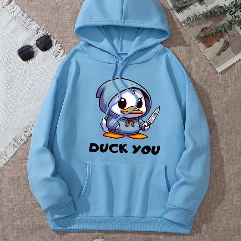 Women'S Casual Fashion Hooded Sweatshirt with Duck.