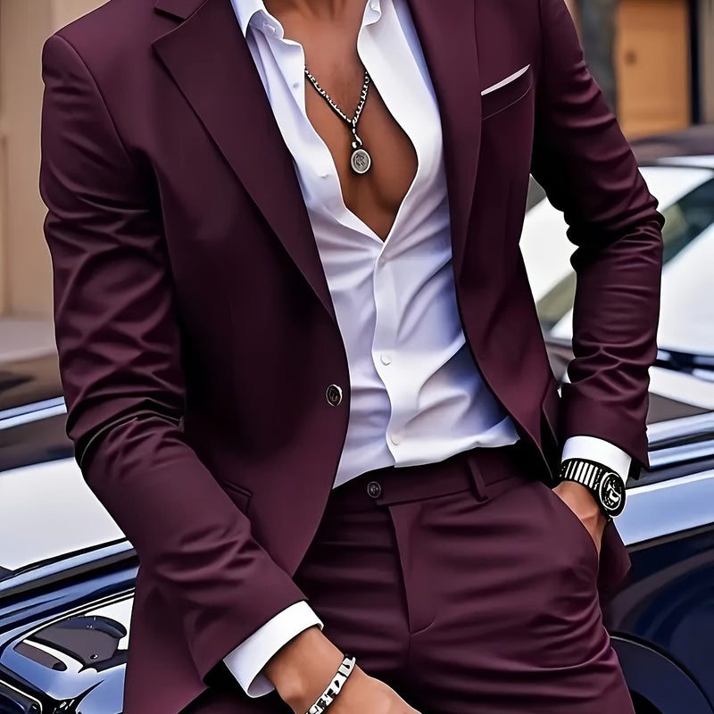 Men's 2pcs Suit, Including a Blazer And Trousers.