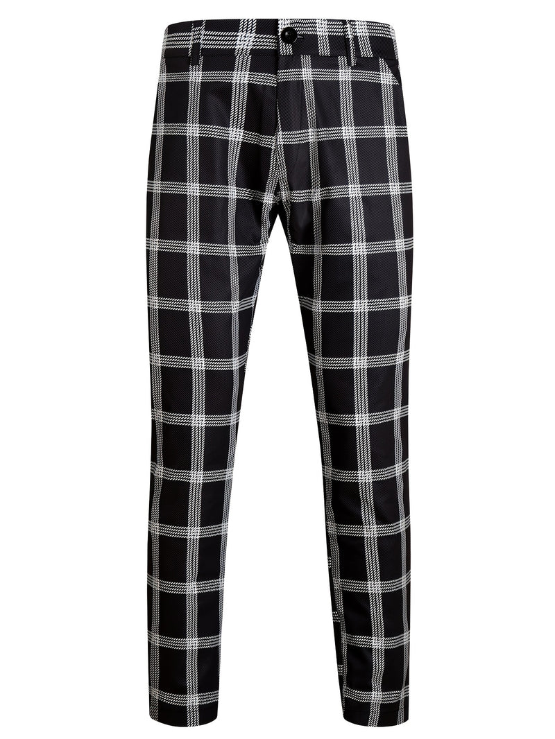 2pcs Men'S Casual Fashion Patchwork Plaid Suit | Non-Stretch Fabric.