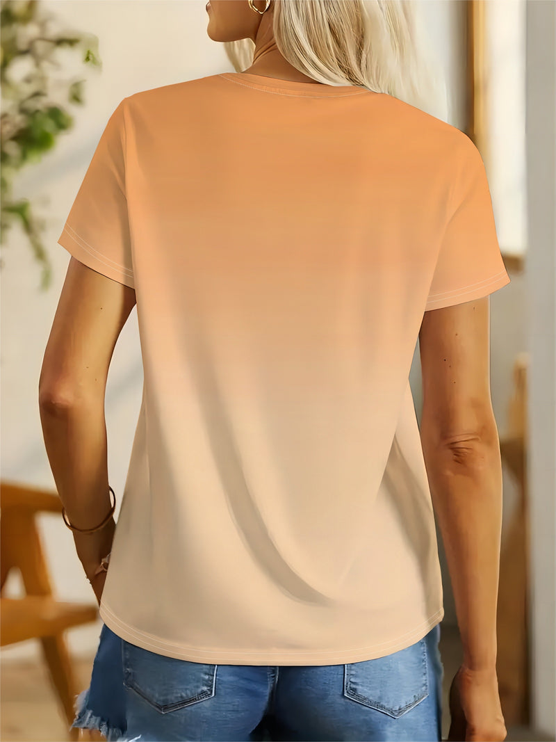 A Short-Sleeved Shirt Featuring a Casual Duck Wine Chocolate Design, Perfect for Women.