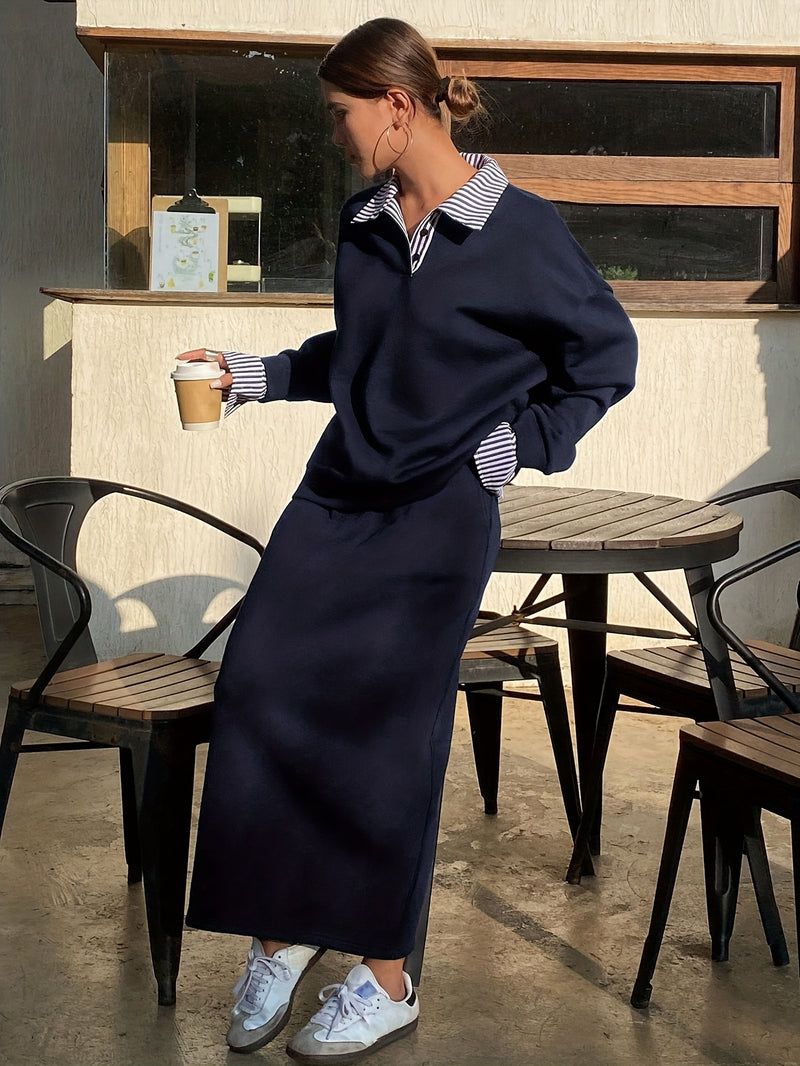 Women's College-Style Two-Piece Outfit.