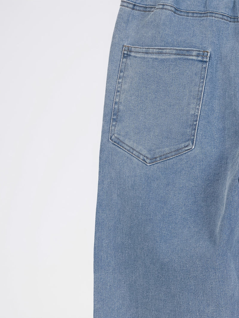 Women’s Unisex Vintage Blue Jeans, Black-Gray Long Pants.
