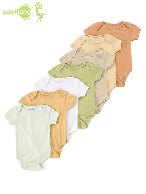 7pcs Set Newborn Infant Romper, 0-9 Months Baby Triangle Bodysuit.