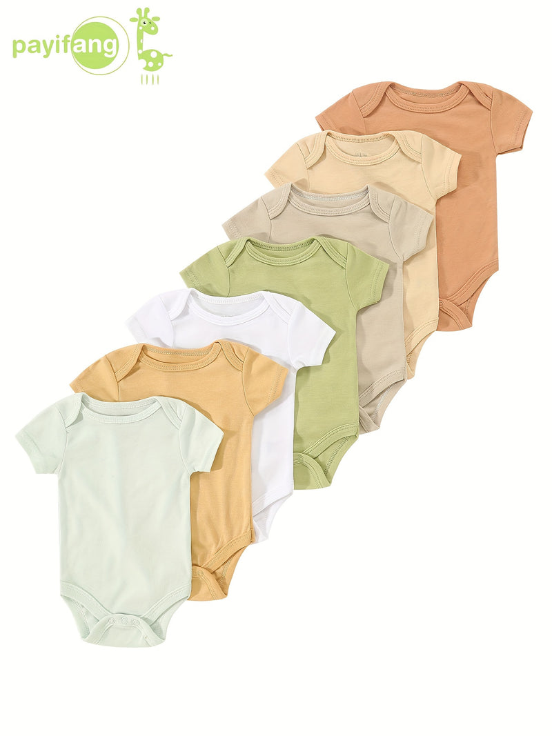 7pcs Set Newborn Infant Romper, 0-9 Months Baby Triangle Bodysuit.