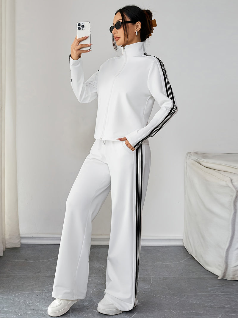 Women's 2pcs Set: Long-Sleeve Zipper Jacket and Long Pants.