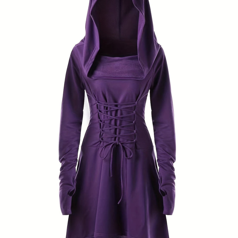 Women's Solid Color Tie-Up Asymmetrical Dress.