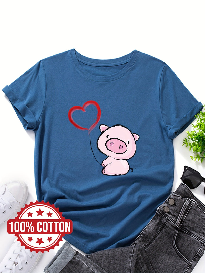 Women's Cute & Heart Balloon Print T-Shirt.