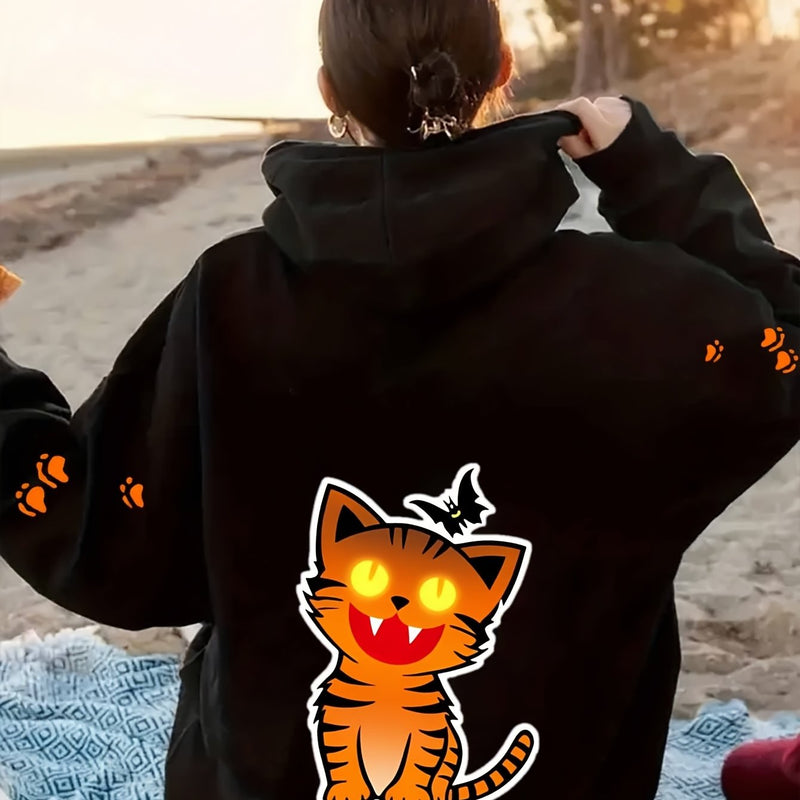 Women’s Kitten Butterfly Cat Paw Print Hoodie.