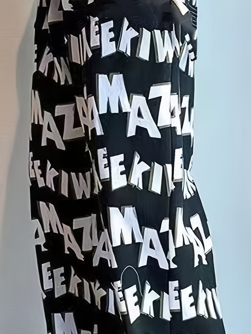 Men's Casual Wide-Leg Pants with Bold Letter Print.