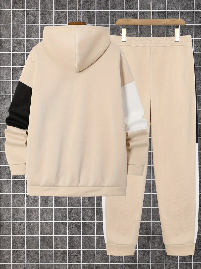 Men's Autumn And Winter Zip-Up Long Sleeve Sweatshirt And Long Pants Set.