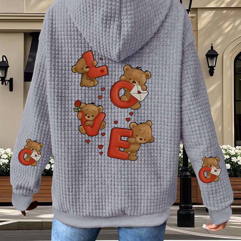 Women's Casual Waffle Zip-Up Hoodie.