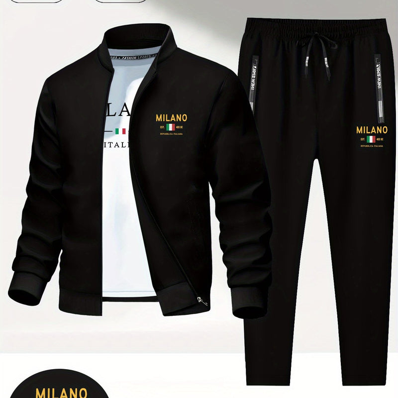 Men's Two-Piece Round Neck Jacket and Pants.