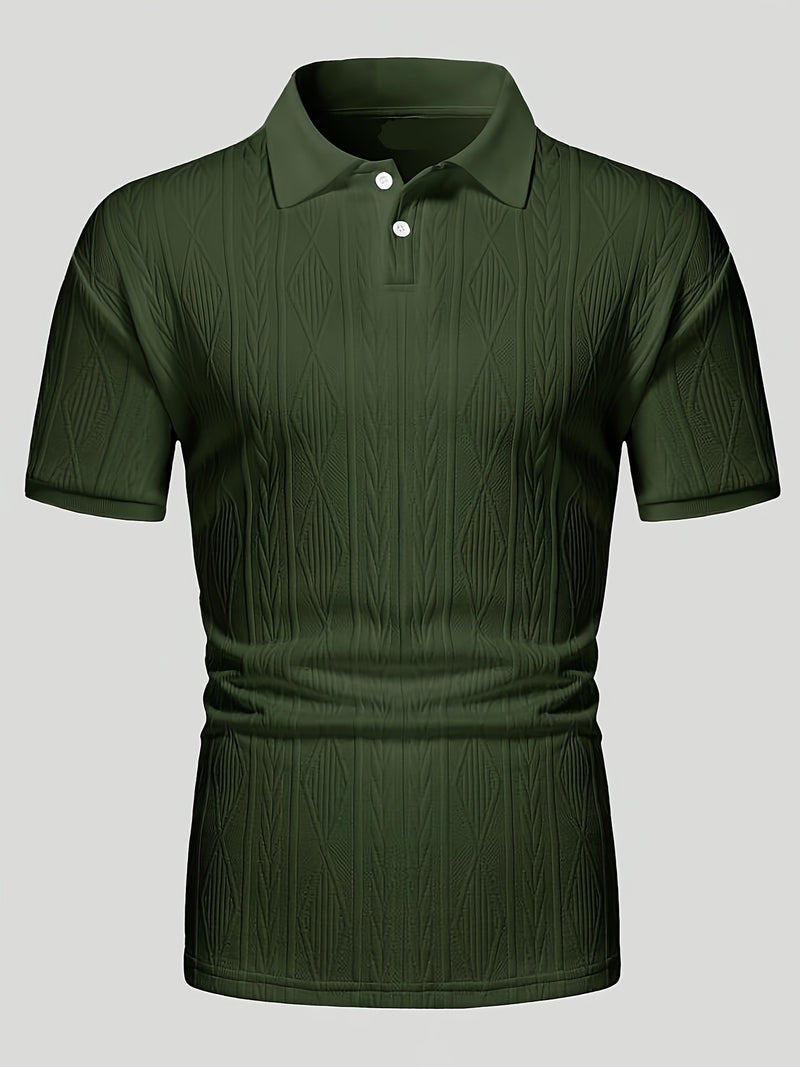 Men's Summer Textured Jacquard Casual Top, a Classic Business Polo Shirt.