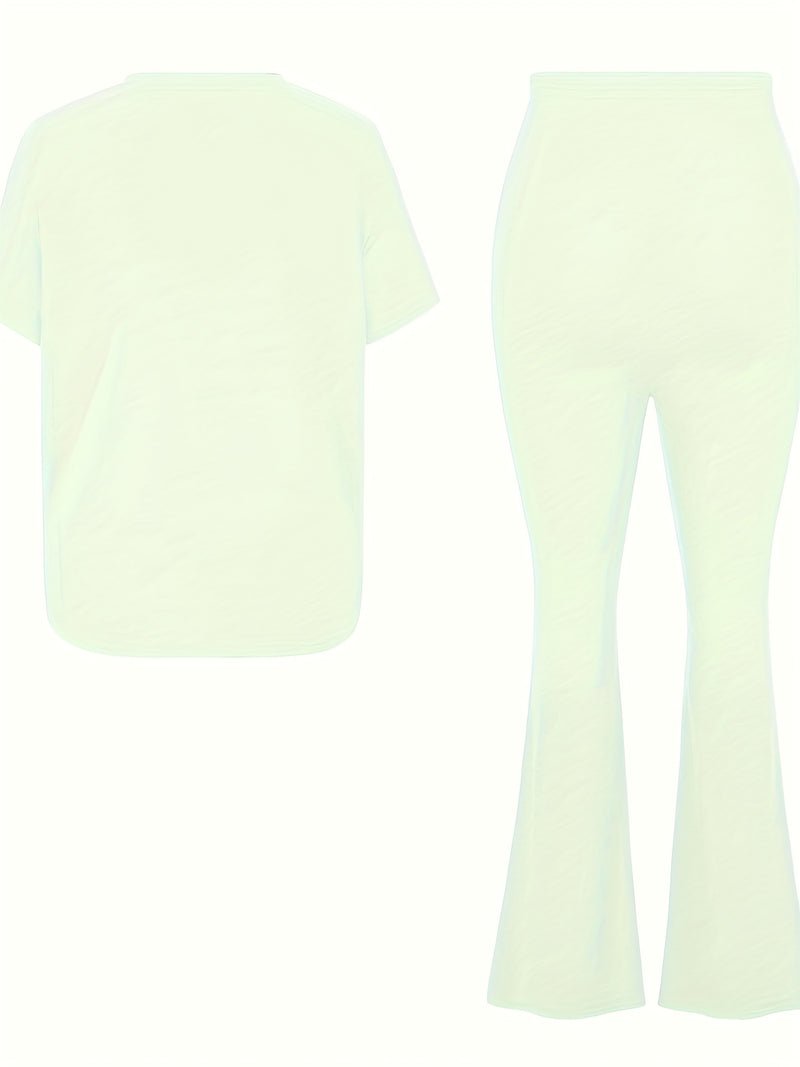 Womens Cross-Border Foreign Trade Loose T-Shirts, Long Wide-Leg Pants.