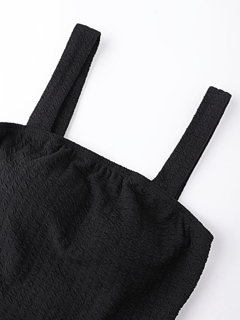 Women’s Black Elegant Sleeveless Waist-Defining Jumpsuit Plus Black And White.