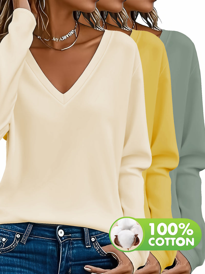 3-Pack Women's Long Sleeve T-shirts.