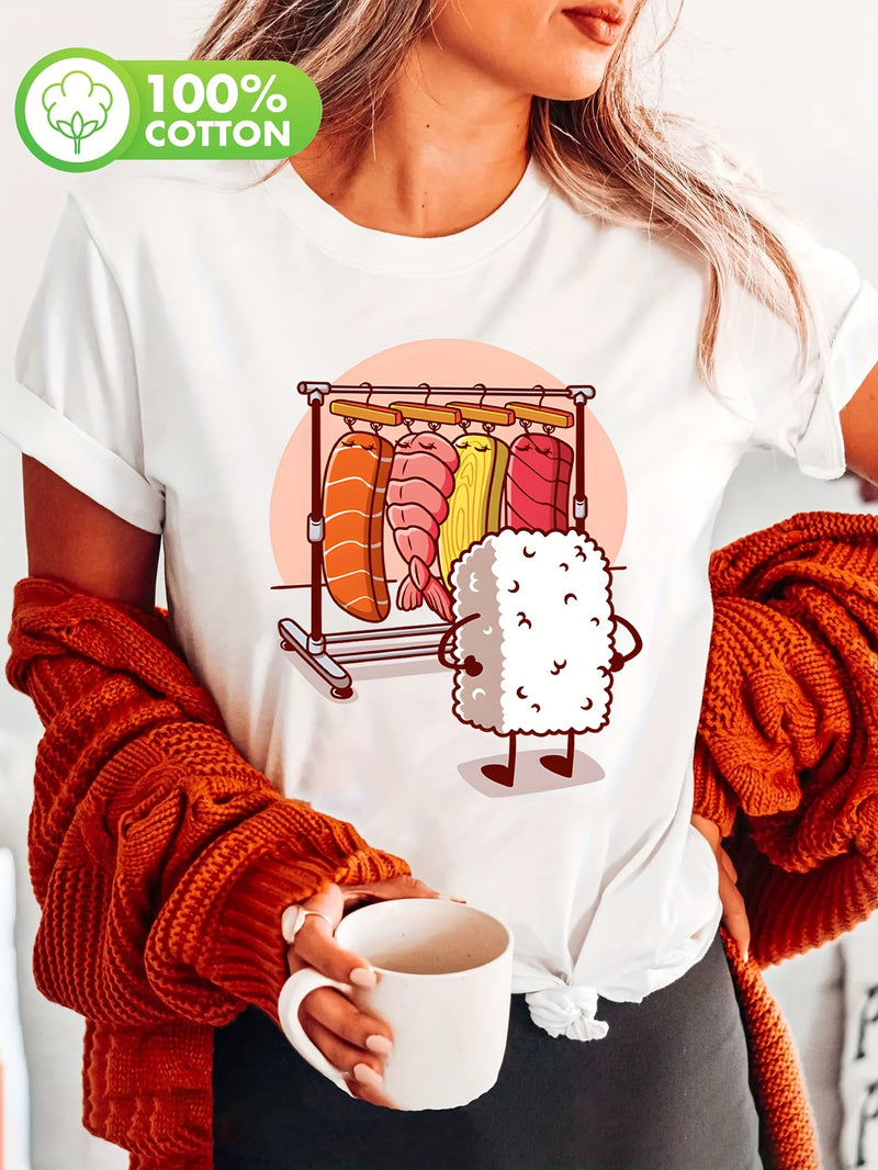 Women's Sushi Graphic Print T-Shirt.
