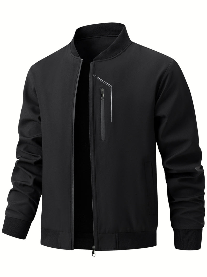 Men'S Casual Bomber Jacket | Spring-Autumn, Non-Stretch, Baseball Collar.
