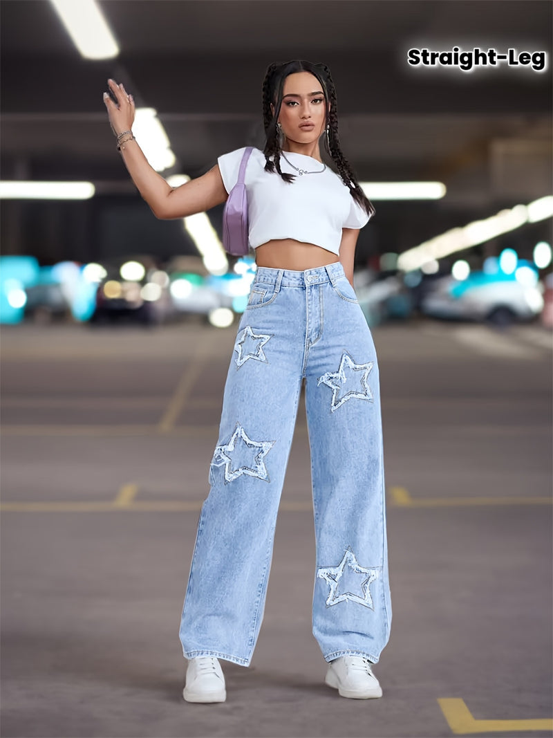 Women’s Elastic Star Straight-leg Pants.