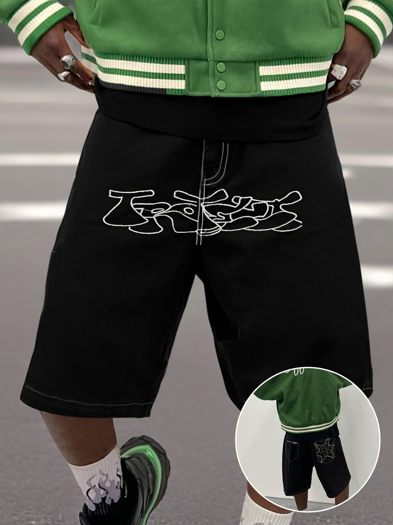 Men's Loose Fit Denim Shorts - Non-Stretch Denim, Mid-Rise Loose Leg Opening.