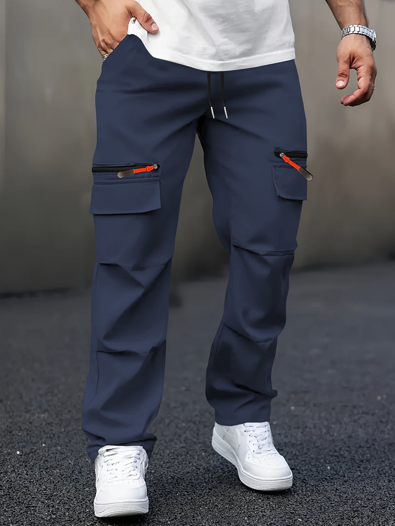 Men's Casual Cargo Pants with Multiple Pockets.