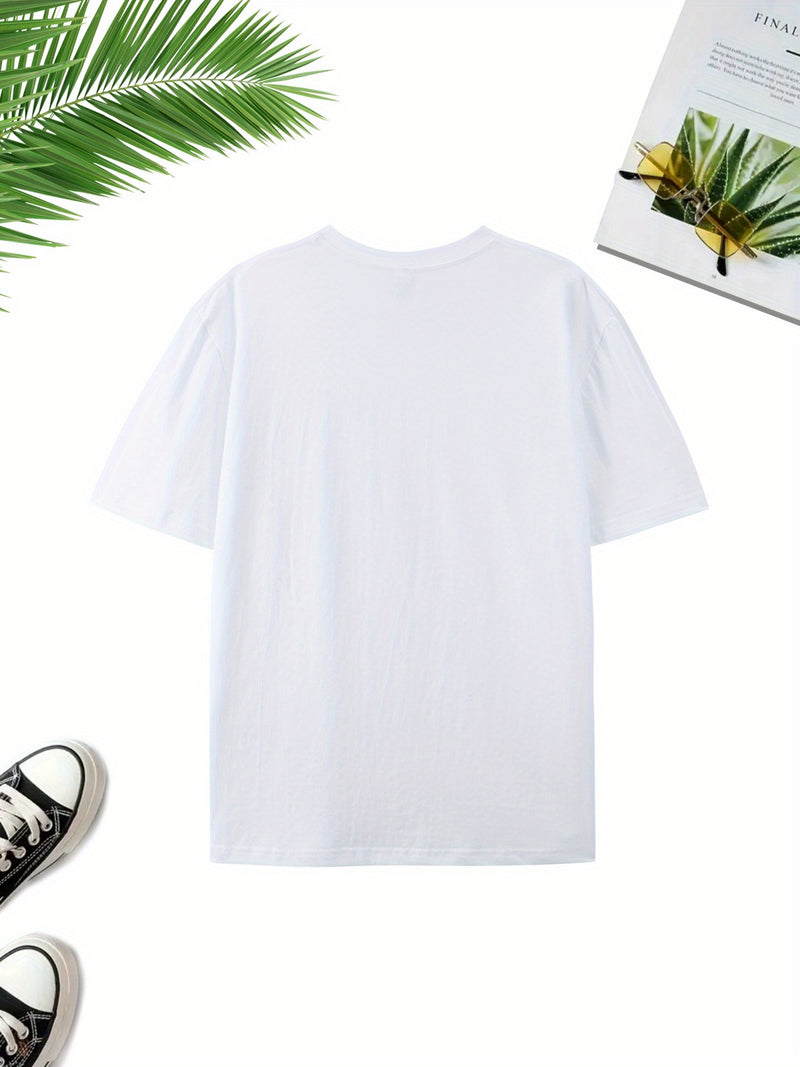 Men's Casual Versatile Trendy Round Neck Heavyweight Cotton T-Shirt.