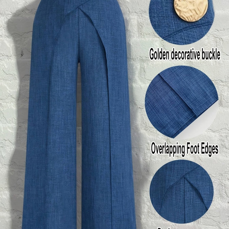 Women's Elegant Metal Buckle Decorated Pants.