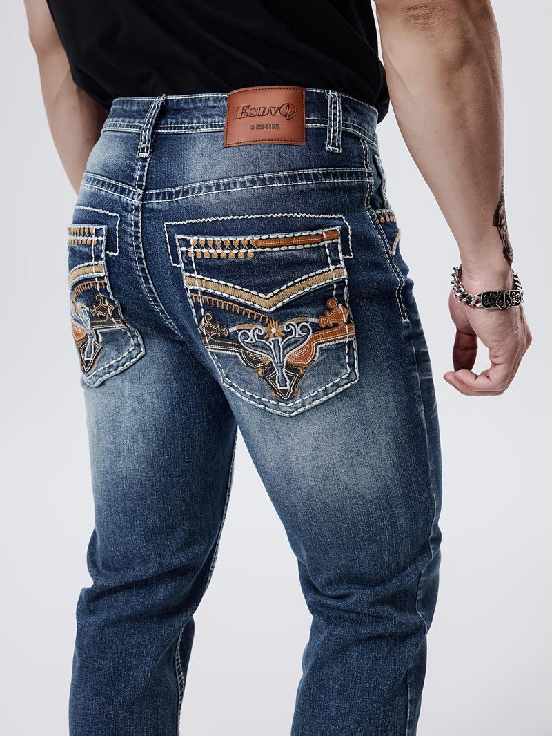 Men's Slim-Fit Straight-Leg Stretch Denim Jeans.