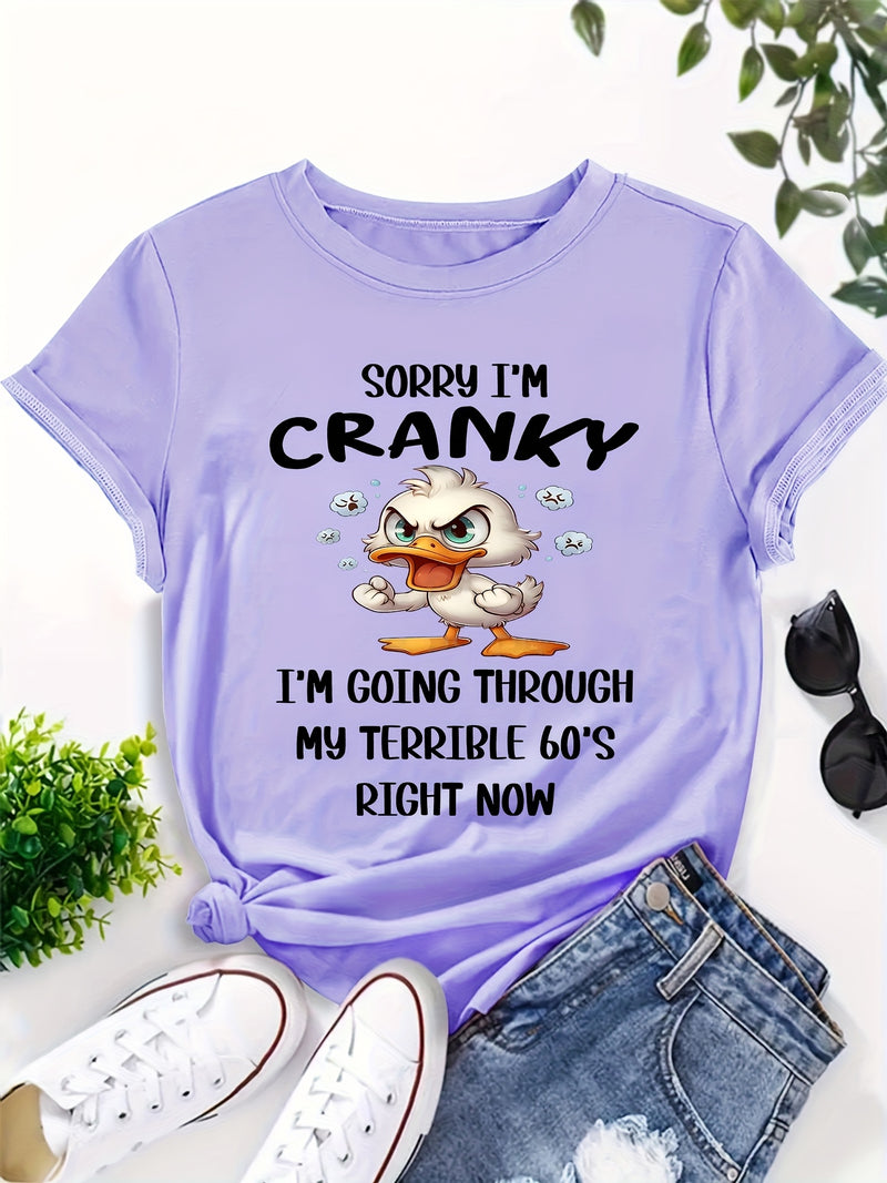 Women's Funny "Sorry I'm Grumpy, Terrible 60s" Duck T-Shirt.