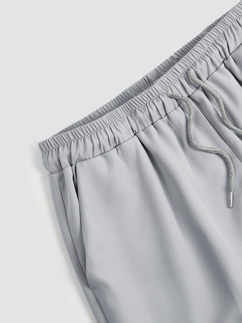 Men's Casual 2pcs Set, Round Neck, Short Sleeve, Zipper, Faux Pocket Design.