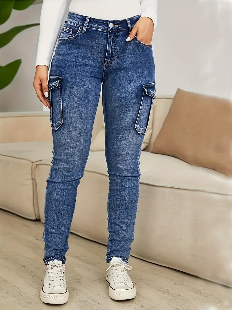 Women's High-Stretch Skinny Jeans with Side Pockets.