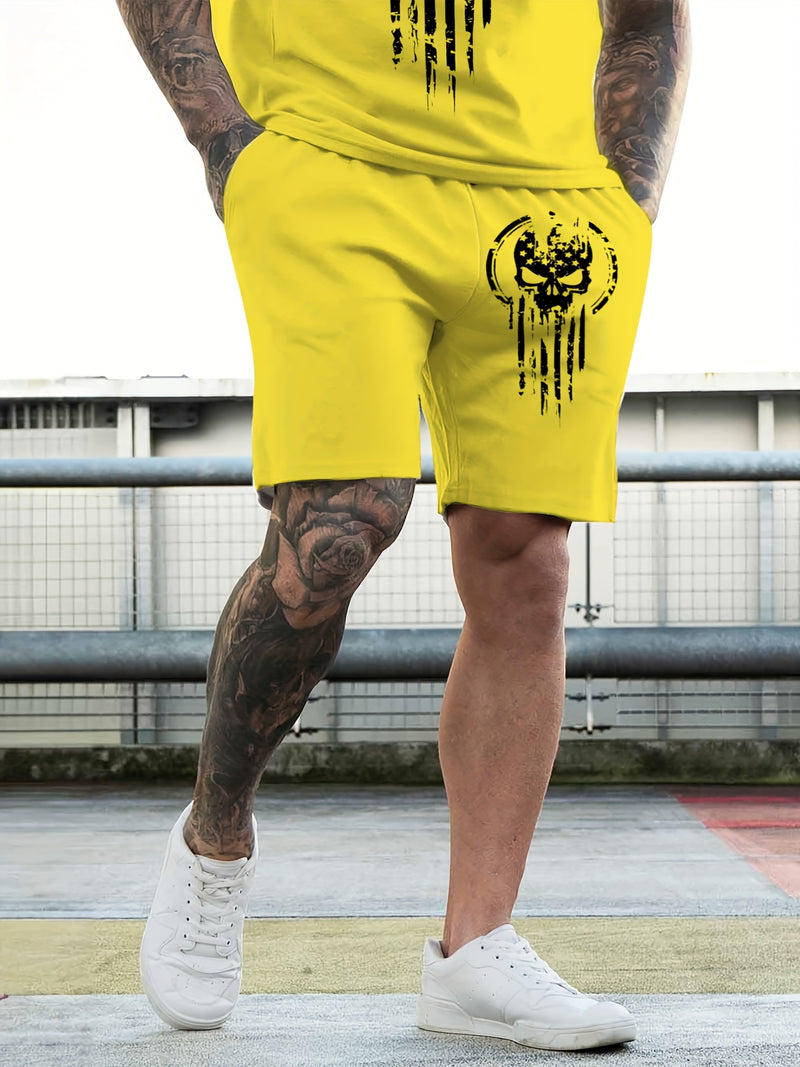 2pcs Men's Casual Fashion Set, Round Neck Short Sleeve T-Shirt.