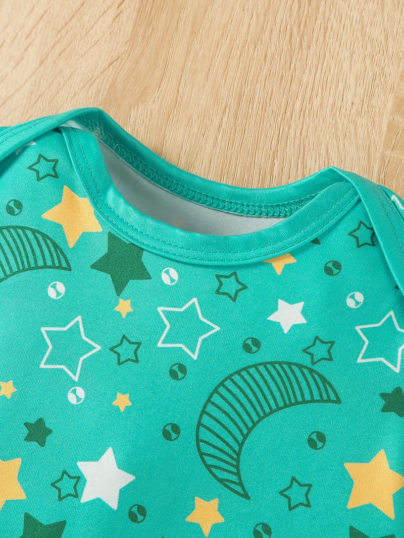 Baby 3pcs Printed Short Sleeve Triangle Bodysuit Cute Crawling Suit.