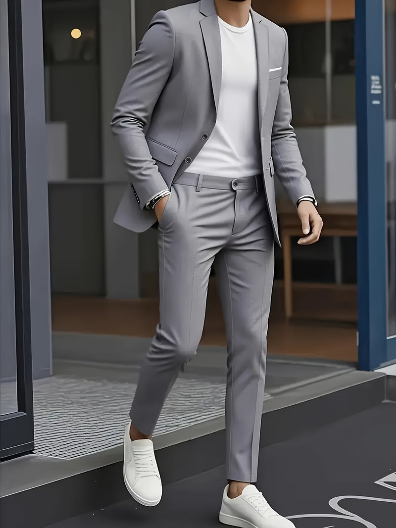 Men's Premium Two-Piece Suit, Jacket + Pants, Ideal for Formal Wear.